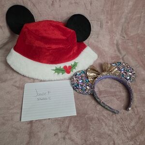 Mouse Ear Hat with Sequin Purple Bow Headband